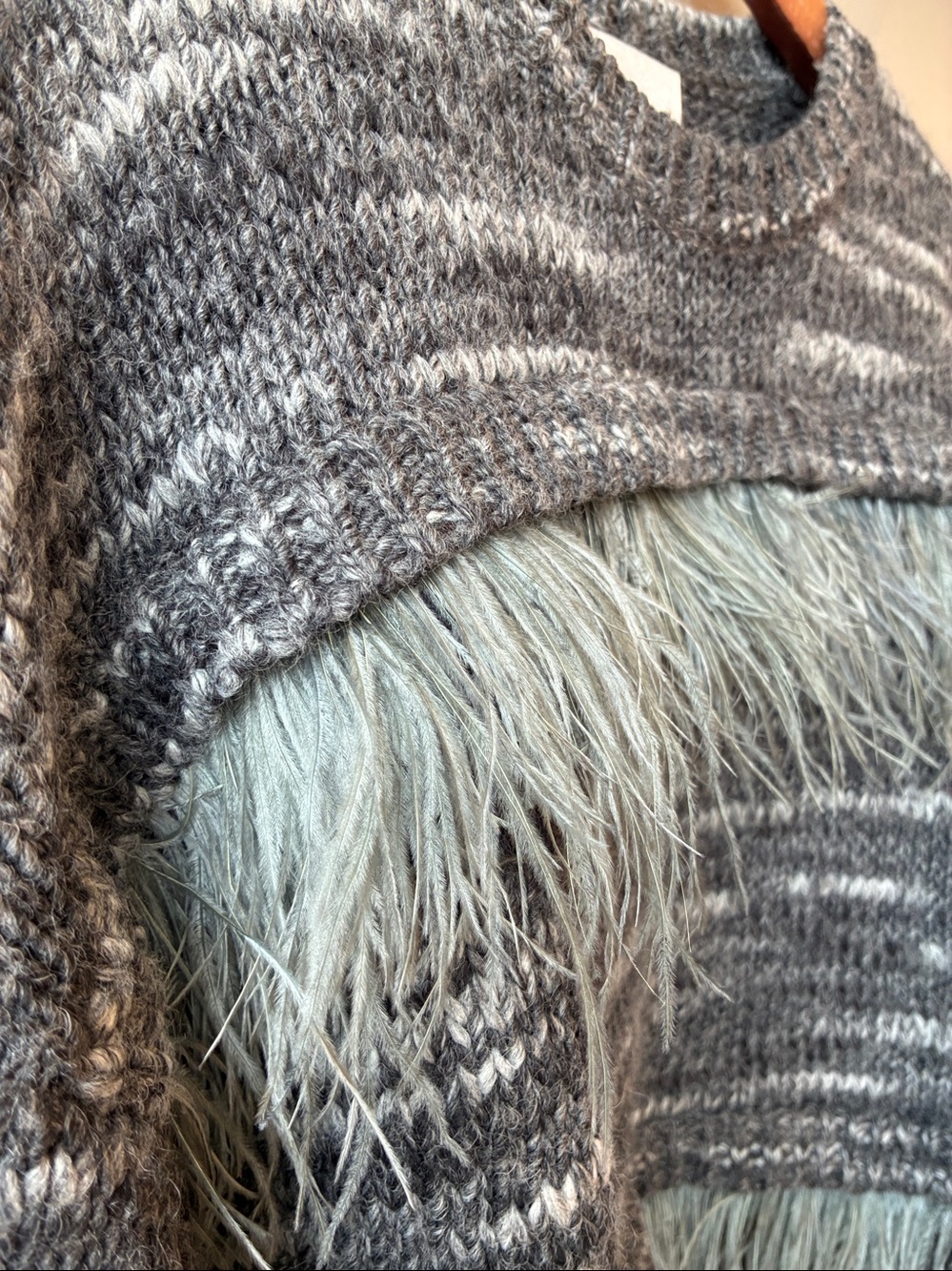 Cinq A Sept Melissa Ostrich Feather Sweater, Large - Picture 3 of 7